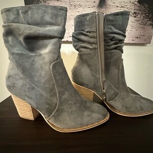 Charlie Page gray suede boots with heel.